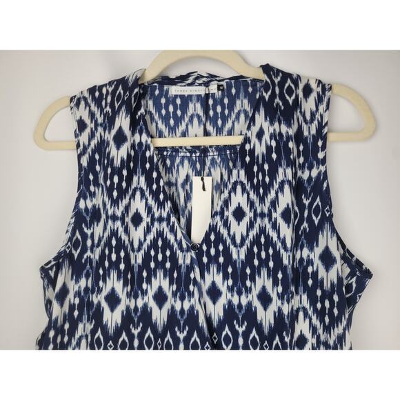 Three Eighty Two Revolve Monroe Sleeveless Surplice Topanga Blue White Sz M - Picture 2 of 9